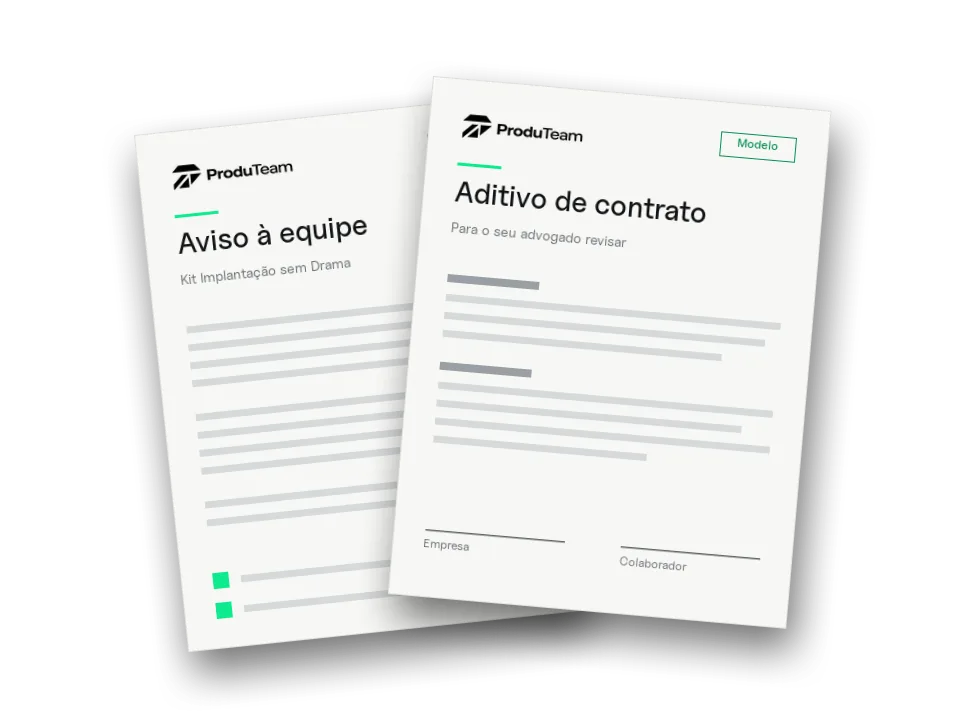 Modelos de aviso à equipe e de aditivo de contrato do Kit Implantação sem Drama